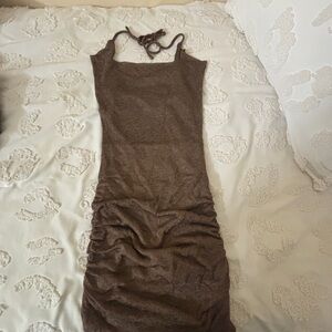 Elegant Brown Sleeveless Dress